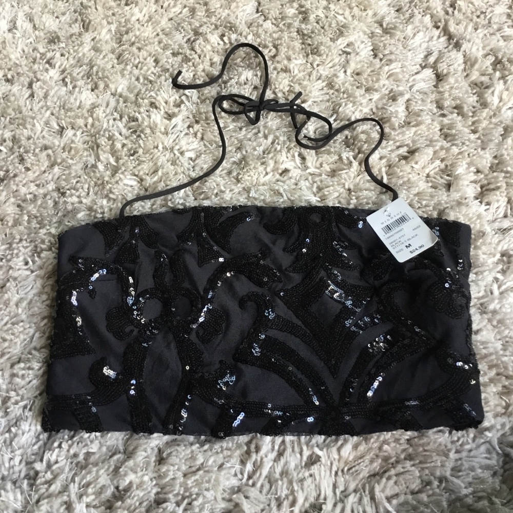 Windsor Elegant Black Sequin Bandeau Top medium